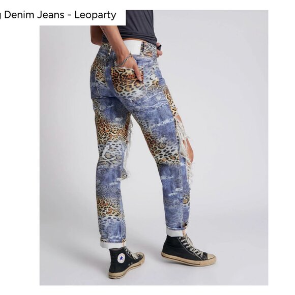 Truckers Mid Waist Straight Leg Denim Jeans - Leoparty - Picture 5 of 7
